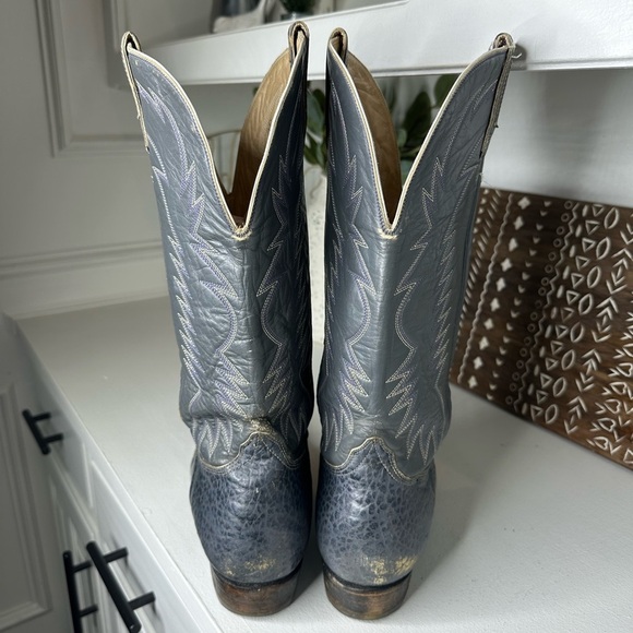 Cristobal Romero Vintage Gray Western Embroidered Cowboy Boots Men's - Size 9 - Picture 7 of 11